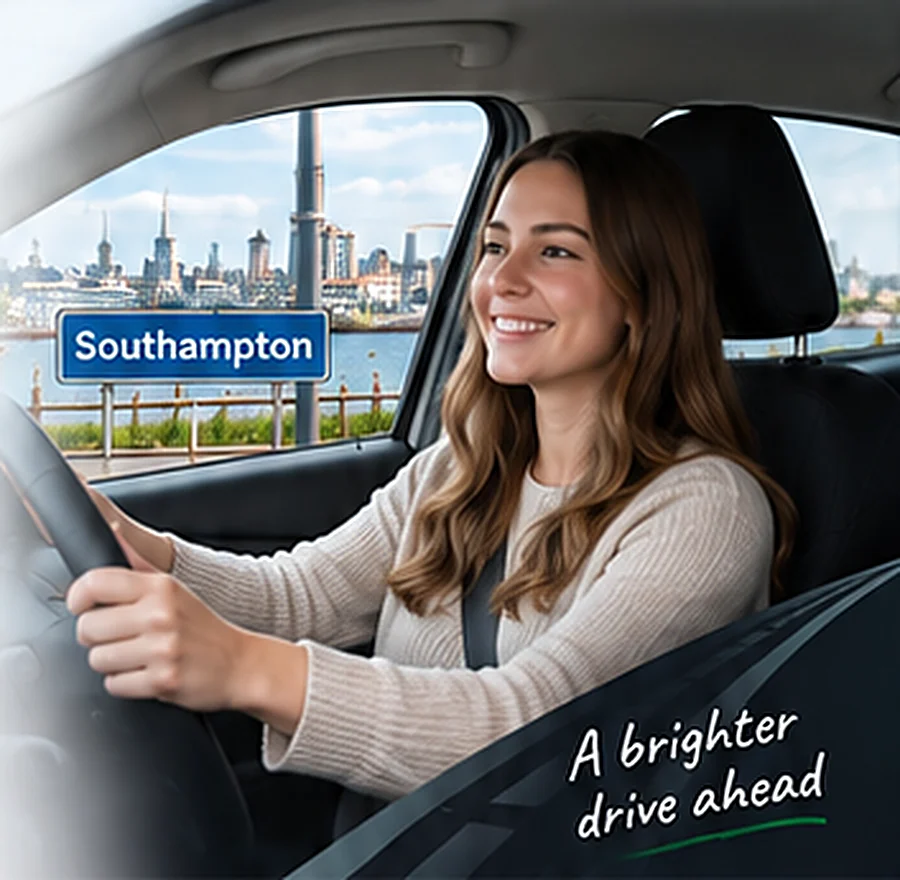 Learner driver ready for a first automatic driving lesson