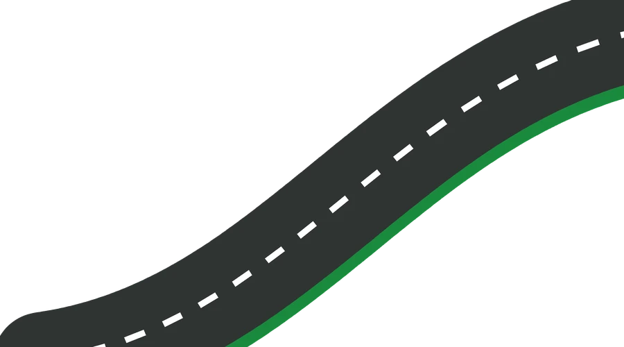 Illustrated road with lane markings representing motorway driving